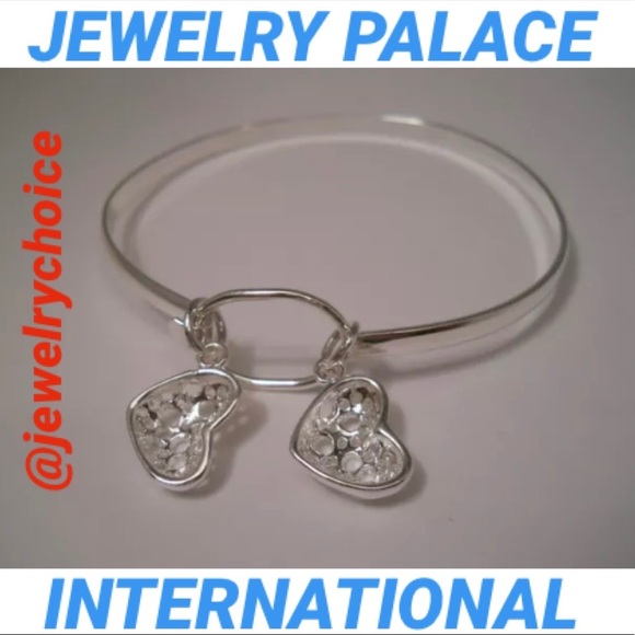 🆕925 Silver Dangling Filigree Open Heart Bangle. - Picture 5 of 9